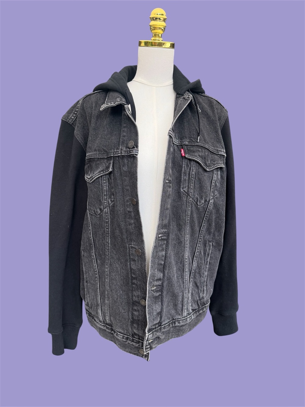 Levi’s Men’s Black Hybrid Hoodie Trucker Jacket XL